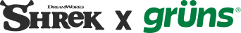 Shrek x Fibrelo logo collaboration graphic, with the Shrek wordmark in black and the Fibrelo logo in green.